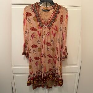 Zara Embroidered Beige and Red Dress